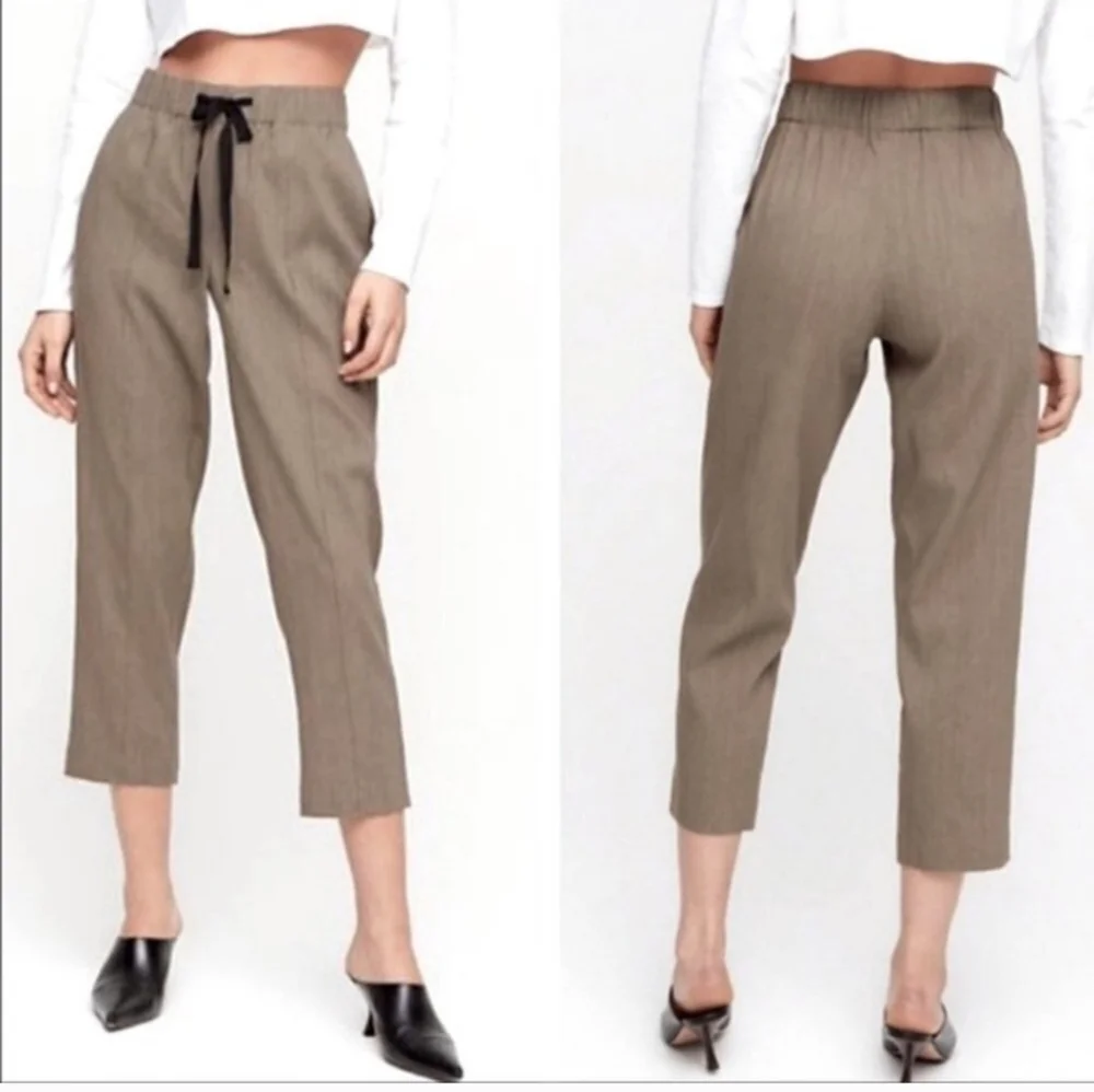Babaton Cropped Linen-blend Pants In Morel Size‎ Small